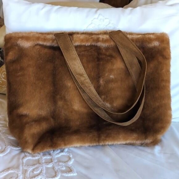 INC International Concepts Giant Faux Fur Slouchy Tote Bag - Picture 5 of 17